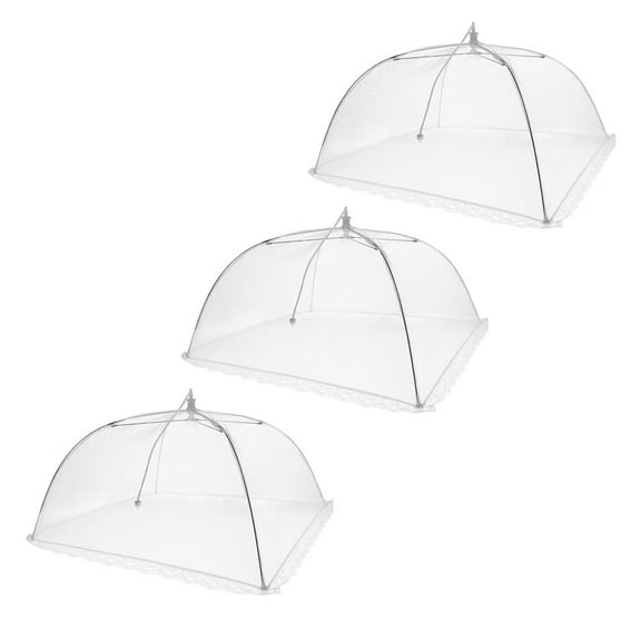 Raindrops 3pcs Foldable Cuisine Protective Net Dining Table Food Covers Dish Mesh Tents for Home