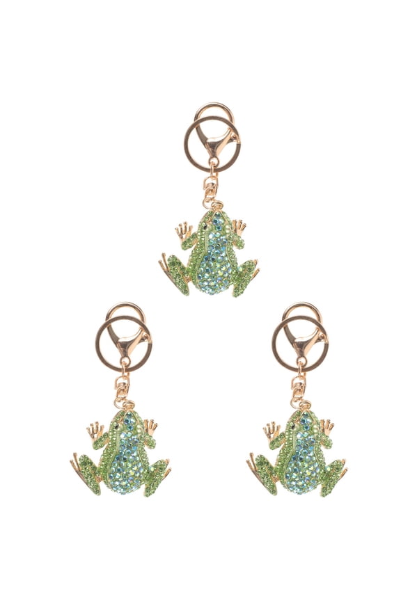 3pcs Frog Key Chain Rhinestone Key Ring Car Key Chain Backpack Charm Hanging Decor