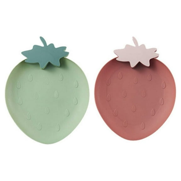 Raindrops 3pcs Fruit Plate Snack Serving Plate Food Tray Strawberry Shape Design for Living Room (Purplish Red)