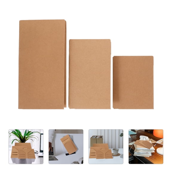 LABRIMP 3Pcs Receipt Wallet Kraft Paper Organizer with Card Sleeve and Zipper Pouch
