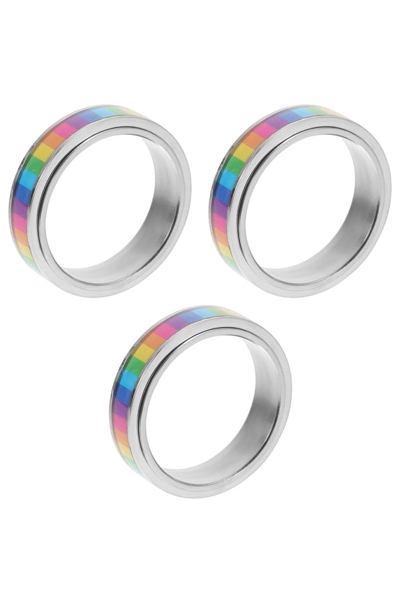 3pcs Gay Ring Lesbian Ring Pride Rainbow Ring Decorative Ring for Men Women