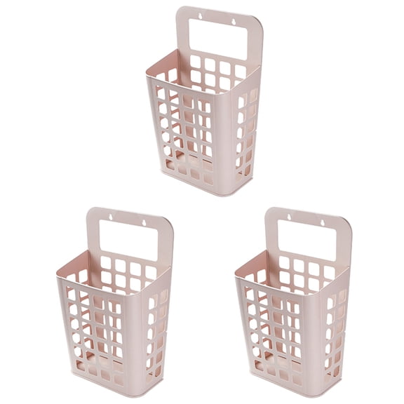 Raindrops 3pcs Plastic Detachable Laundry Container Hanging Storage Basket Organizer Household Supplies (Large, Pink)