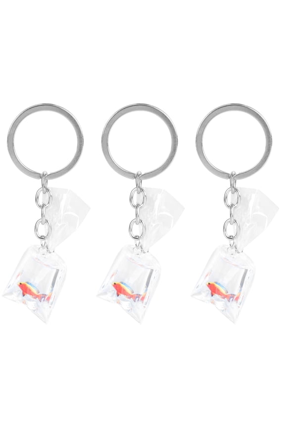 3pcs Resin Water Bag Pendant Key Chain Lovely Simulation Tropical Fish Key Holder