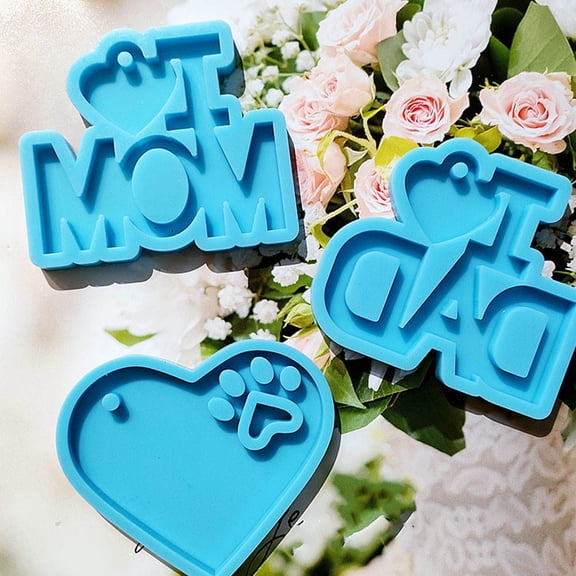 CRILSTYLEO 3Pcs DIY Keyring Pendant Mold Blue Silicone for Handmade Crafting with Versatile Use