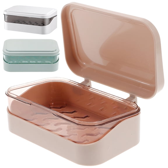 Raindrops 3-Pack Bathroom Soap Dishes, ABS Plastic Corner Storage Containers in Various Assorted Colors