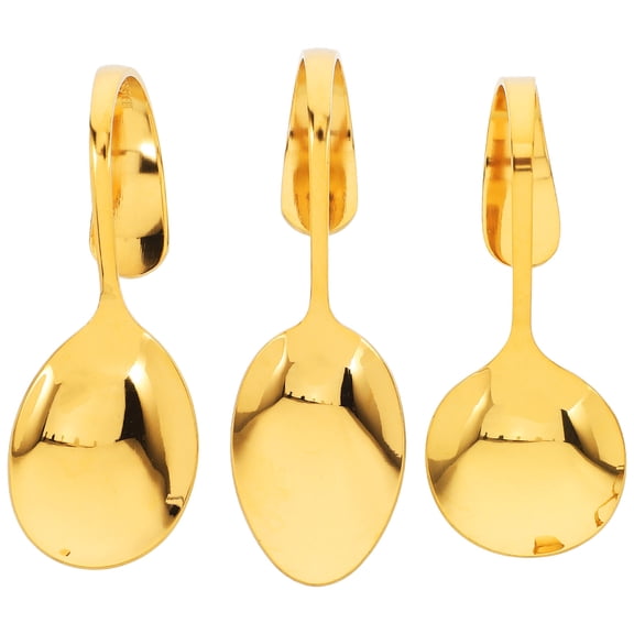Raindrops 3pcs Stainless Steel Serving Spoon With Bent Handle Appetizer Serving Spoons Curved Dessert Spoon For Appetizers Desserts And Tea Parties