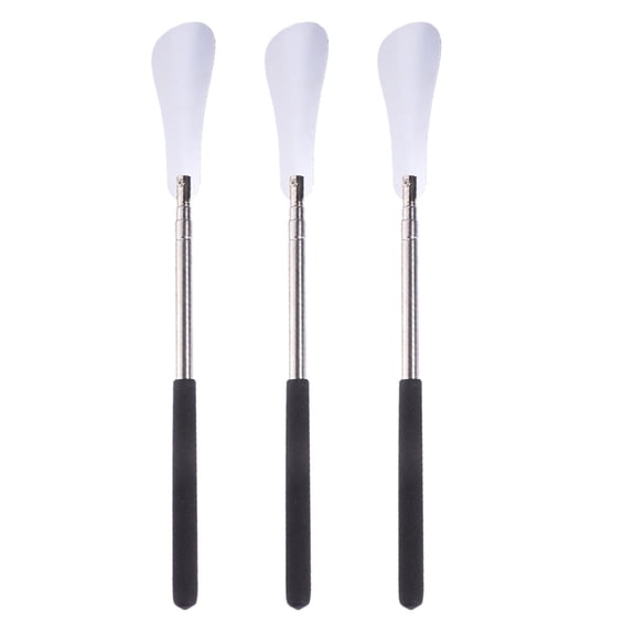 Raindrops 3-Piece Extendable Metal Shoe Horn Set with Retractable Handle for Easy Shoe Wearing and Footwear Assistance