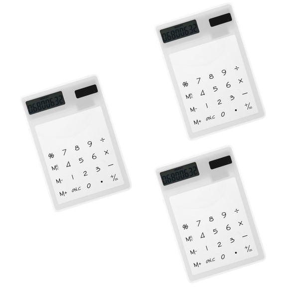 Raindrops 3pcs Unique Transparent Touch Panel Design Solar Powered Calculator (White)