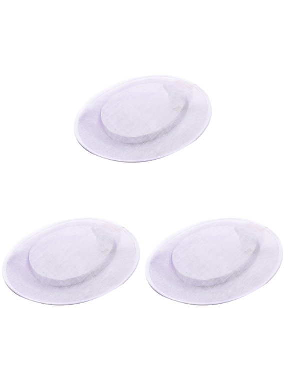 3pcs Women Sinamay Cocktail Fascinator Hats Round Base Millinery Craft Accessories Yarn Hat Bottoms White