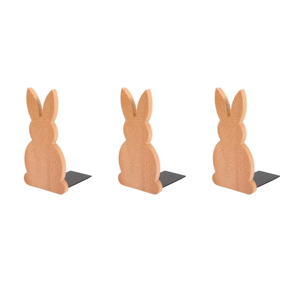 Raindrops 3-Piece Wooden Bookends Set with Cute Cartoon Design, Decorative Bookshelf Organizer for Study Room and Office Desk