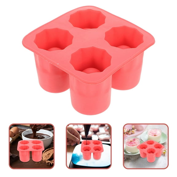 Raindrops 4 Cup Cool Ice Cup Mold Shooter Ice Cube Tray 10.00X10.00X5.50CM Red