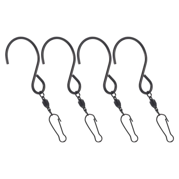 Raindrops 4-Pack Black Wind Chime Hooks for Outdoor Railing, Feeder, and Garden Hanging Accessories