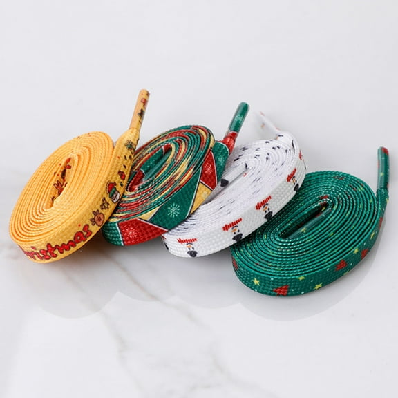 Raindrops Colored Flat Shoe Laces Durable White 4 Pairs