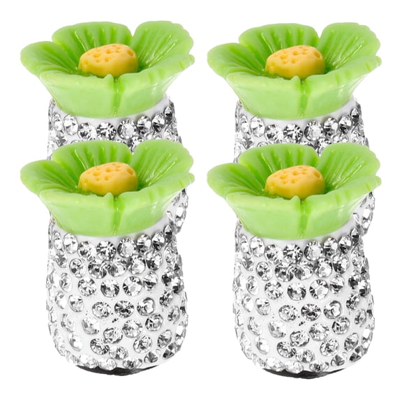 Raindrops Edge Decorative Tire Valve Caps for Car Use Made of Rubber and Rhinestone Multi Pieces