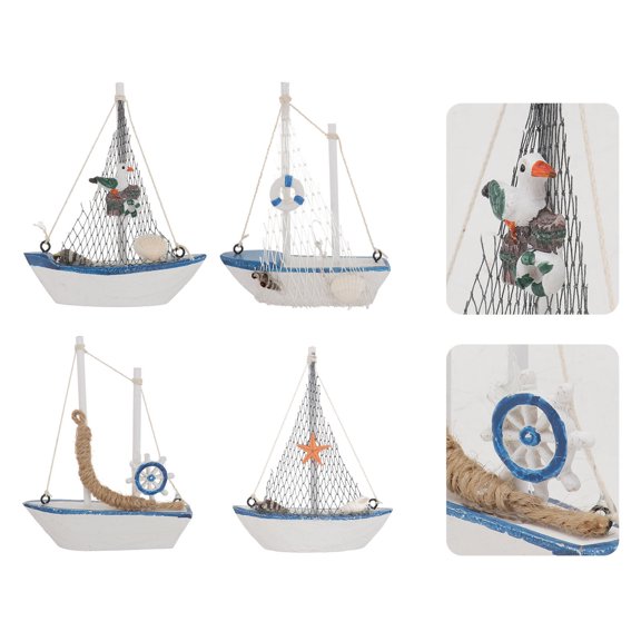 Raindrops  4 Pcs Boat Model Nautical Sailing Beach Themed Party Decoration