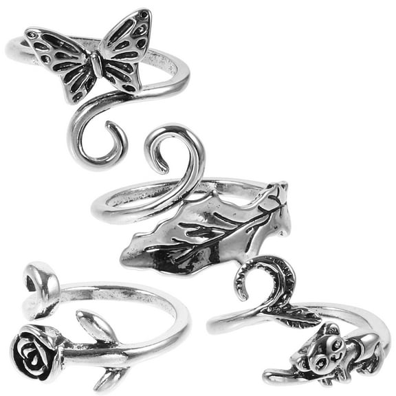 Raindrops  4 Pcs Braided Ring Stitch Finger Markers Crochet Hooks Rings