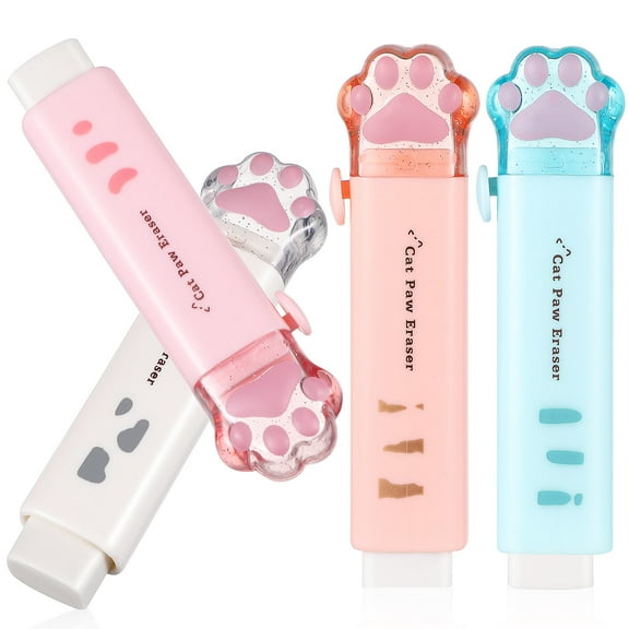 Raindrops 4 Pcs Cat's Paw Eraser Retractable Fun Erasers Claw Office Pupils