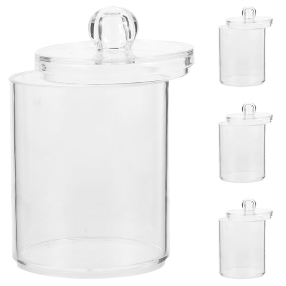 Raindrops 4 Pcs Cotton Swab Box Storage with Lid Bathroom Vanity Makeup 4pcs Pads