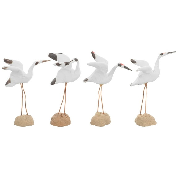 Raindrops 4 Pcs Crane Statue Adorn Decor Miniature Figurine Fish Tank
