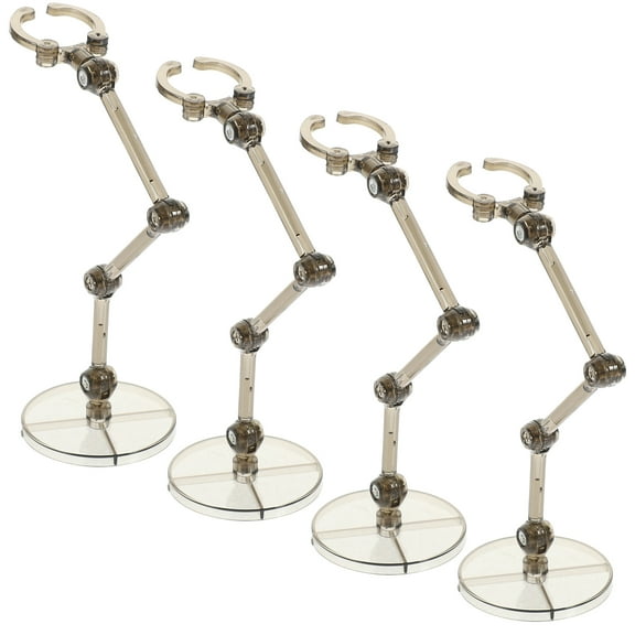 Raindrops 4 Pcs Doll Stand Plate Rack Action Figures Display Shelf Desktop Accessories Grey