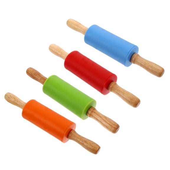 Raindrops 4 Pcs Dough Roller Decorative Rolling Pins Small for Kitchen Gadgets Child