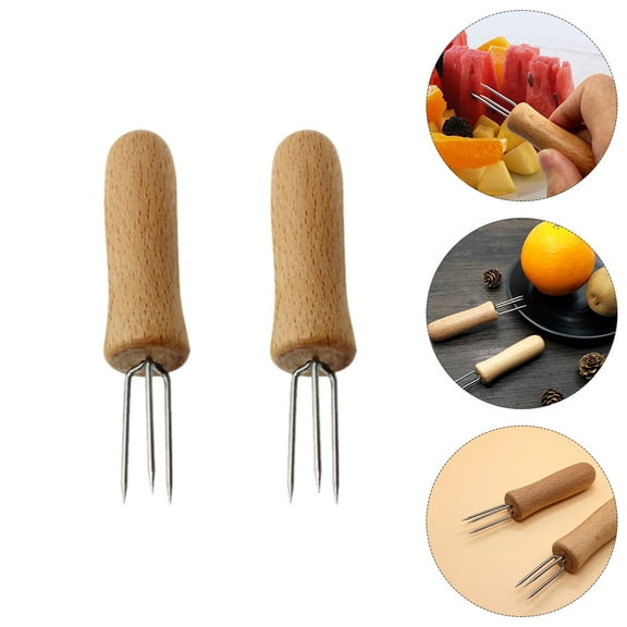 Raindrops 4 Pcs Fruit Forks Stainless Steel Corn Fork Corn Skewer 10.4x2x2cm