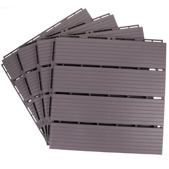 Raindrops 4-Pack Outdoor Deck Tiles 30x30CM Grey Balcony Flooring Patio Decking Tiles