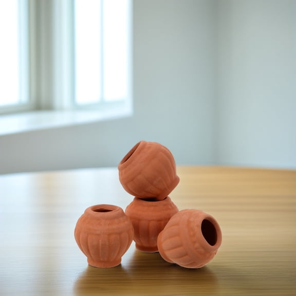 Raindrops 4-Pack Mini Terracotta Clay Pots for Gardening, Small Plant Containers, Tiny Flower Basins