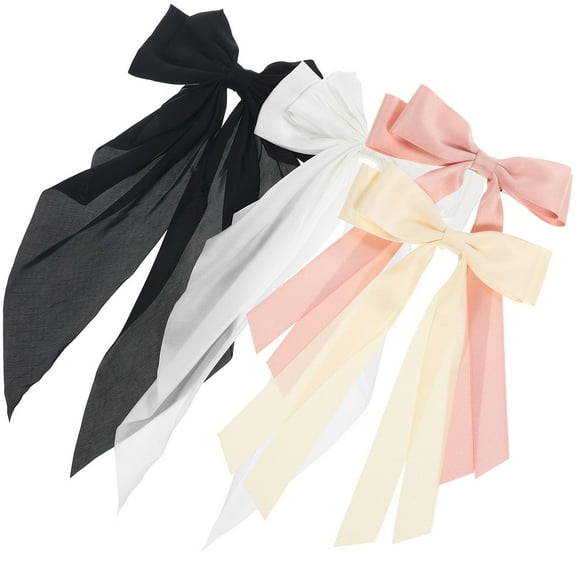 Raindrops Women Hair Bows 4Pcs Festival Hair Clips Versatile Korean Pink Cream White