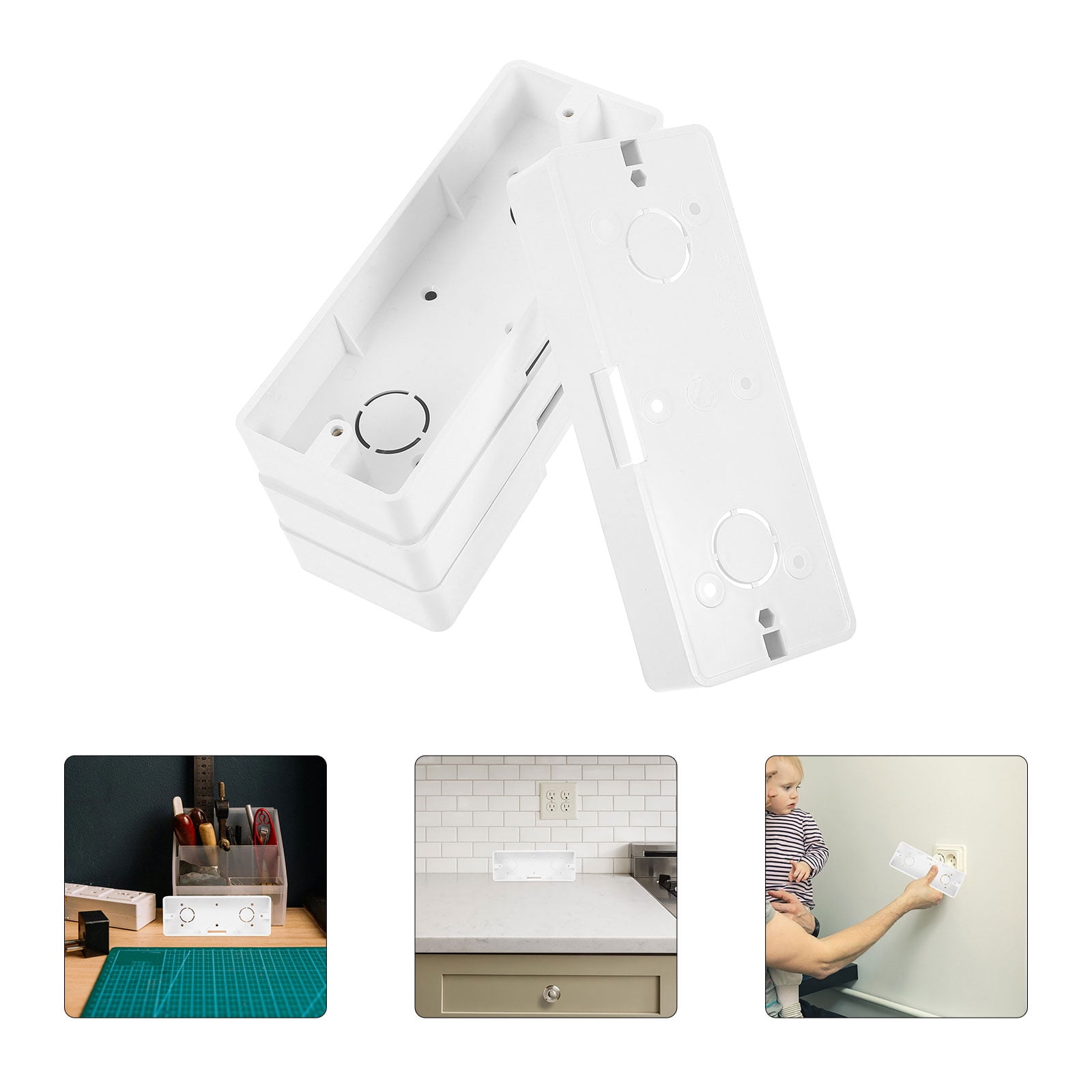 Raindrops 4 Pcs Home Recessed Socket Switch Electric Boxes for Outlets White