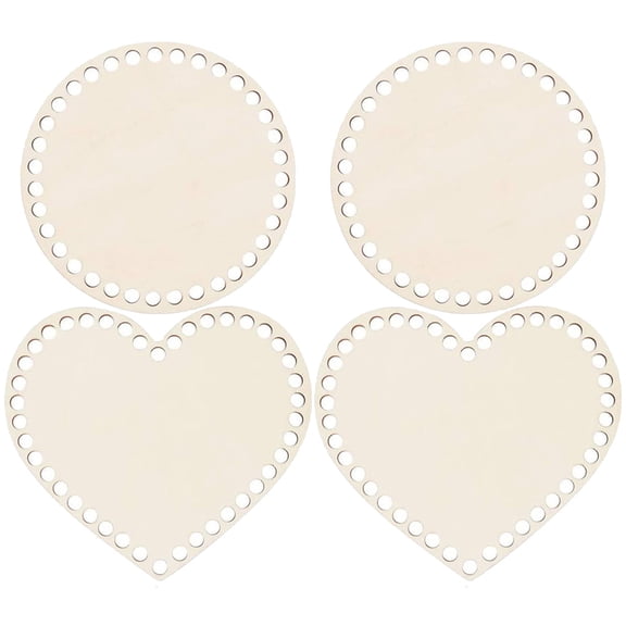 FOMIYES 4Pcs Beige Wooden Bag Bottom Bases for DIY Basket Weaving Crochet and Knitting Bag Supplies