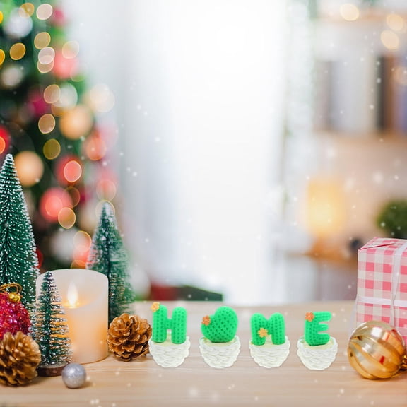 Raindrops 4 Pcs Mini DIY Bonsai Model Miniature Cactus Decoration Artificial Plants for Indoor Green