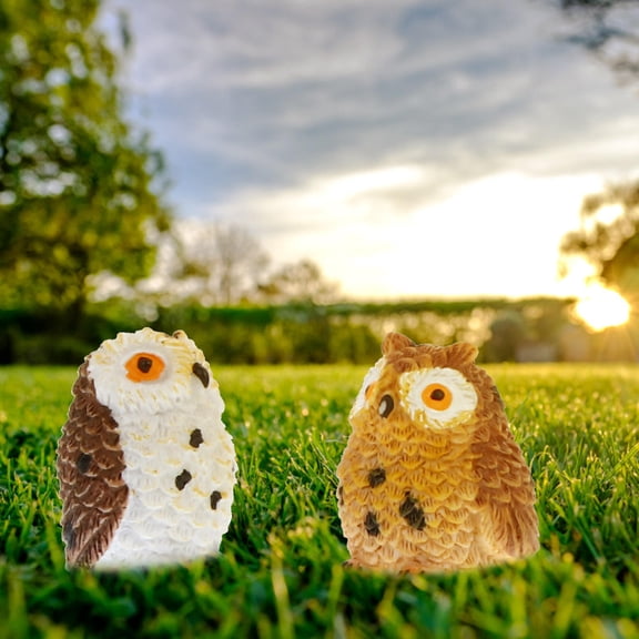 Raindrops  4 Pcs Mini Fairy Owl Ornament Cute Statues Miniature Animals