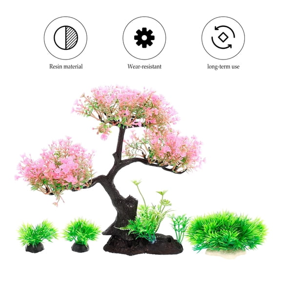 Raindrops  4 Pcs Ornament Aquarium Simulated Water Plants Set Fish Tank Decoration