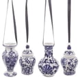 thumbnail image 1 of Raindrops  4 Pcs Ornaments Blue and White Porcelain Pendants, 1 of 8