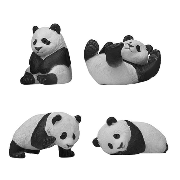 Raindrops 4 Pcs Panda Hand-made Ornament Bear Figurine Animal Home Accessories The White