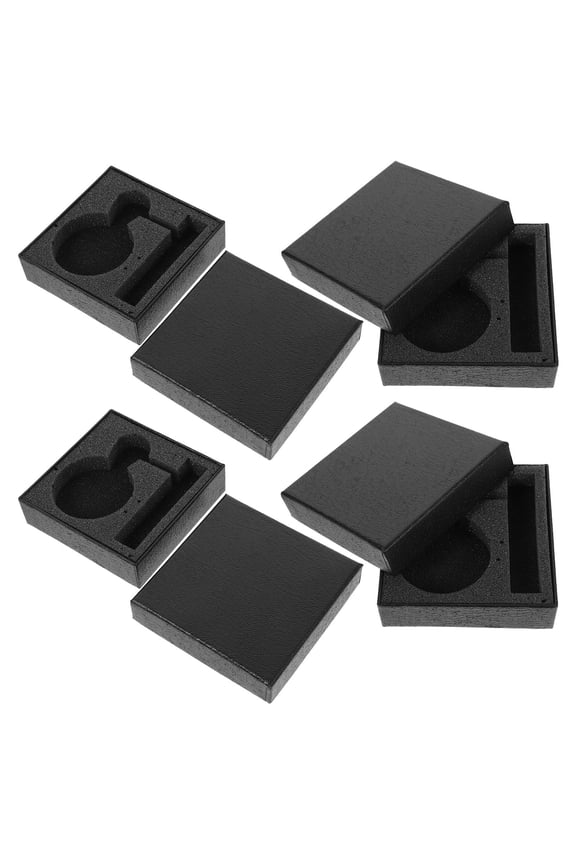 4 Pcs Pocket Watch Packaging Box Storage Case Vintage Miss Black
