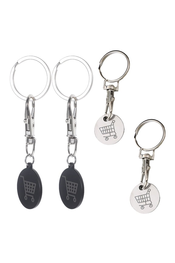 Durable Metal Trolley Tokens Keychains Assorted Color Everyday Use 4Pcs