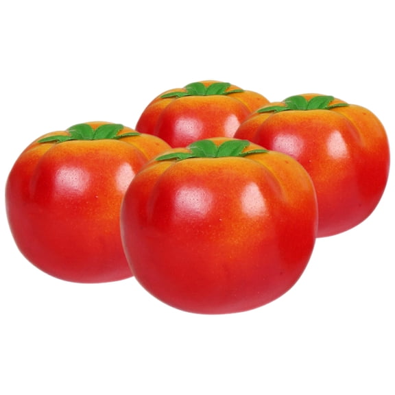 SHOWERORO 4-Piece Red Foam Tomato Set, Realistic Artificial Vegetable for Home Decor, Faux Tomato Decoration