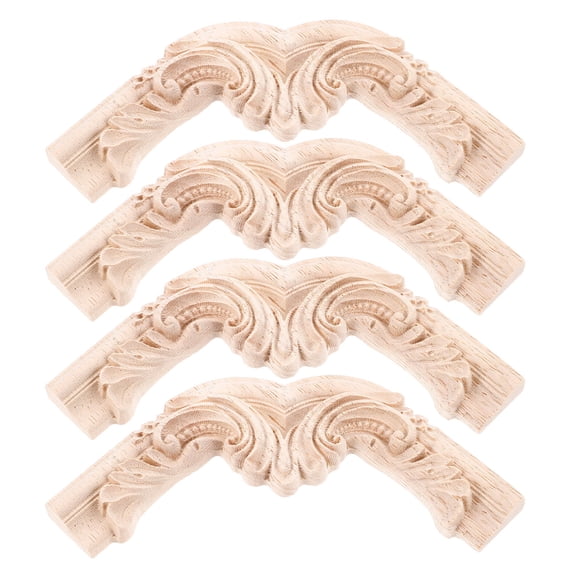 Raindrops French Style Beige Oak Wall Appliques 4-Piece Set for Versatile Home and Furniture Decoration