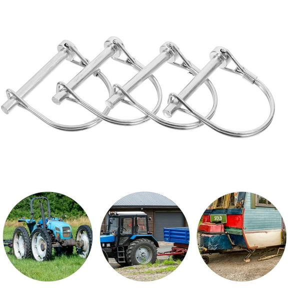 Raindrops  4 Pcs Trailer Hitch Pin and Clip Locking Galvanized Round Coupler Silver