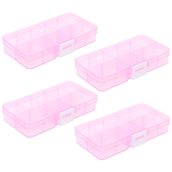 Raindrops 4 Pcs Transparent Bin Mini Jewelry Organizer Unit Storage Bins Pink