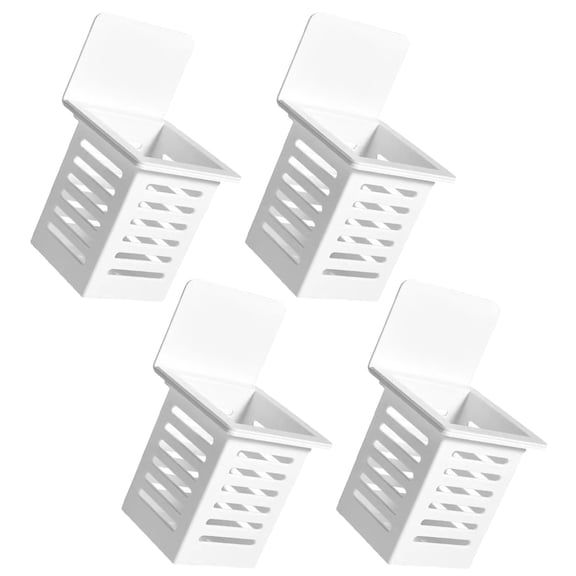 Raindrops  4 Pcs Wall-mounted Shower Rack Storage for inside Office White