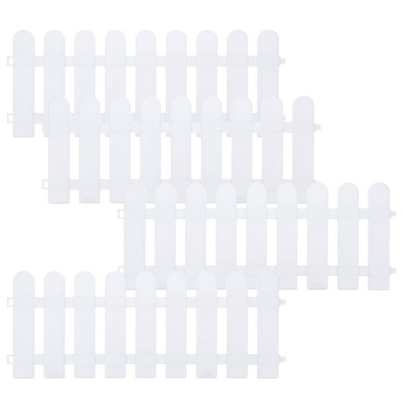 Raindrops Flower Gardens Border Fence White Plastic 4Pcs 19.7X6.3In