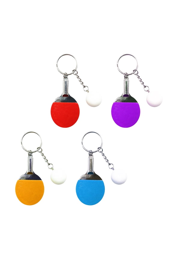 4Pcs Key Chain Decor Table Tennis Pendant for Backpack Car with Assorted Color Durable Material