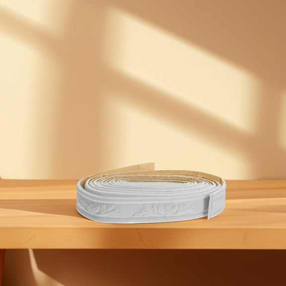 Raindrops 4 Rolls White PVC Wall Mold Trim with Adhesive for Easy Installation and Longlasting Durability