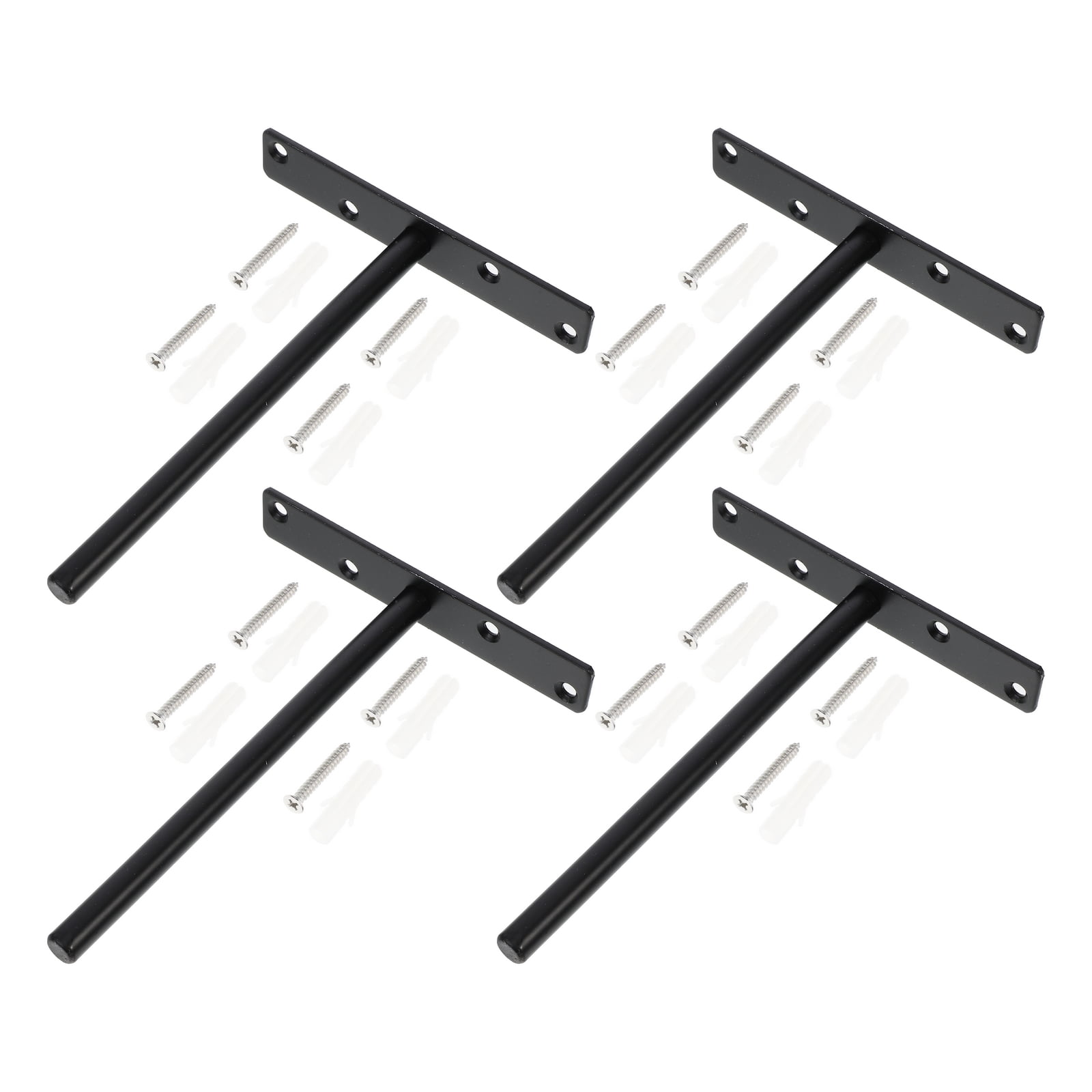 Raindrops 4-Pack Heavy Duty Wall Shelf Brackets 15x15x2.5cm Black Metal Stand Shelves Support Hardware