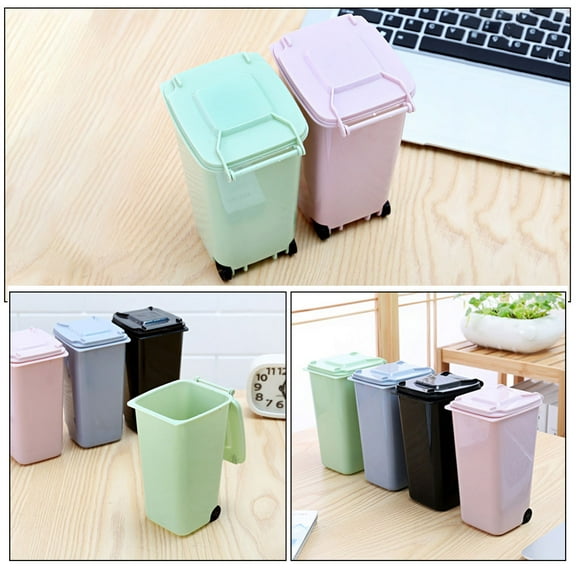 Raindrops 4 Tabletop Waste Receptacle Small Office Trash Can Clamshell Design Odor Prevention Assorted Color