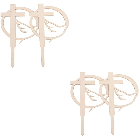 Raindrops 4 pcs  Cake Decorations Wood Cross Cupcake Toppers Party Cake Decors Cupcake Toppers