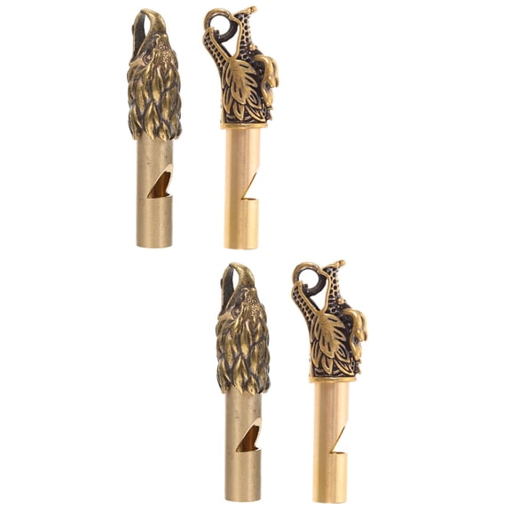 Raindrops 4 pcs Copper Whistle Hanging Whistle Decor Emergency Whistle Portable Camping Whistle